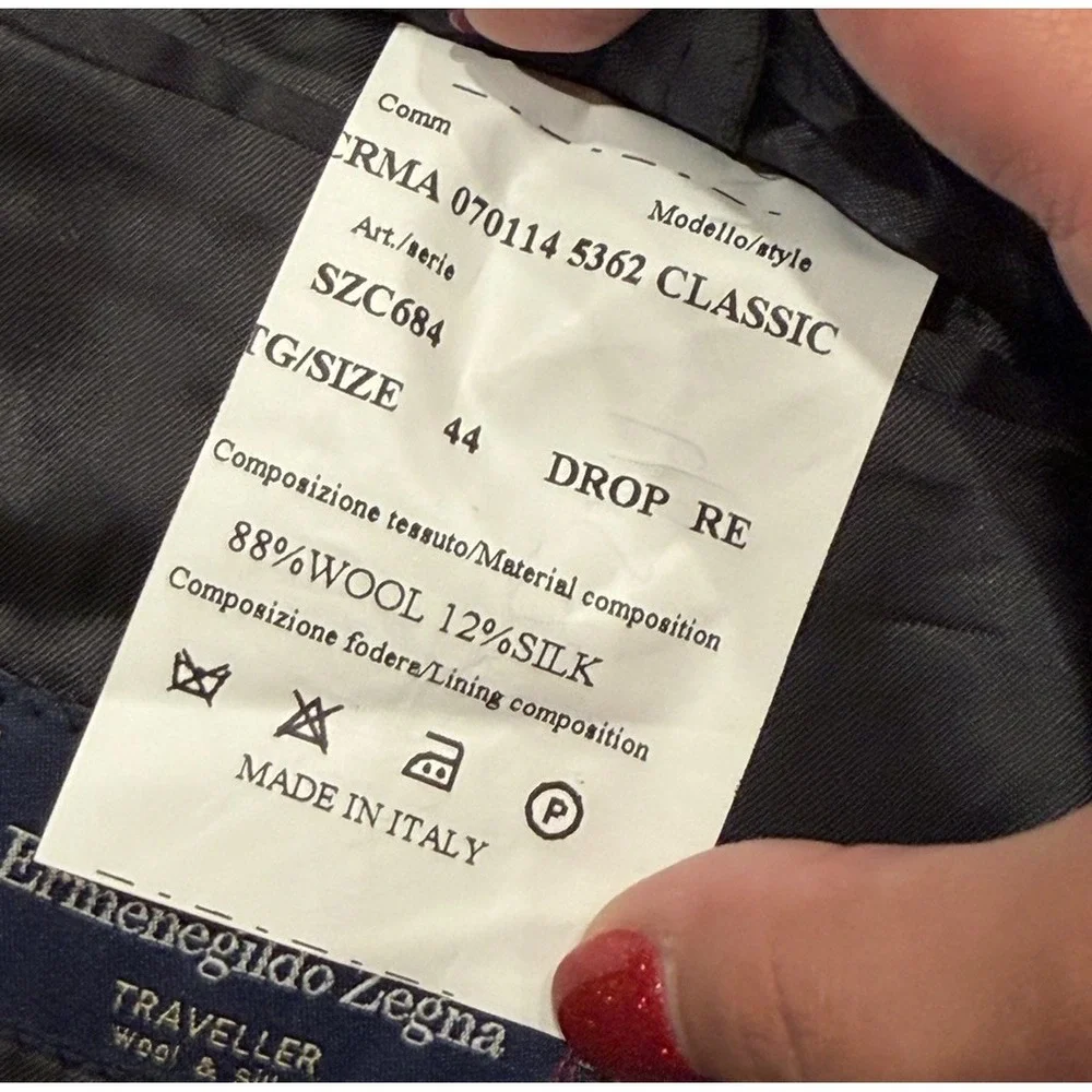 Ermenegildo Zegna Cloth Traveller Saks Wool Silk Gray Windowpane Suit Men's 44
